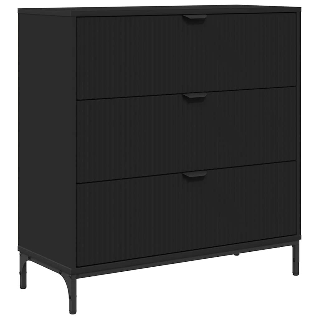 Dressoir met lade Zwart 79,5 x 33 x 82 cm Bewerkt hout is nu te koop bij PeponiXL, paradijselijk wonen!