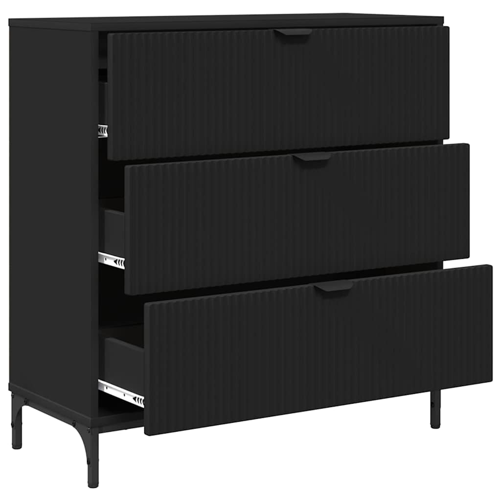 Dressoir met lade Zwart 79,5 x 33 x 82 cm Bewerkt hout is nu te koop bij PeponiXL, paradijselijk wonen!