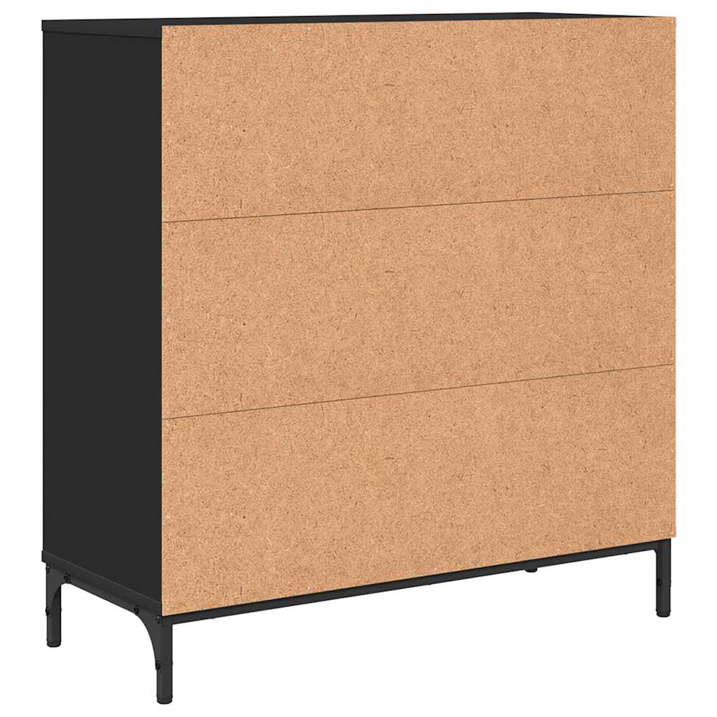 Dressoir met lade Zwart 79,5 x 33 x 82 cm Bewerkt hout is nu te koop bij PeponiXL, paradijselijk wonen!