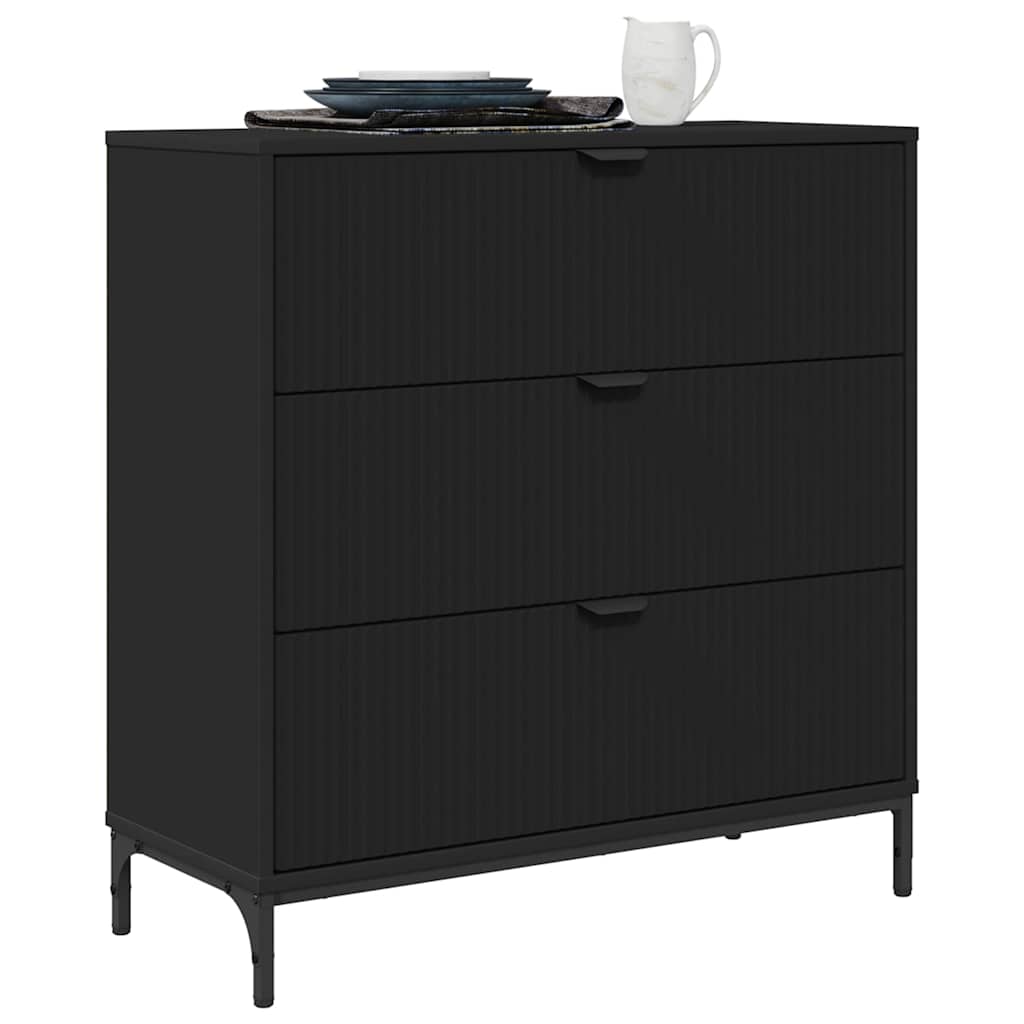 Dressoir met lade Zwart 79,5 x 33 x 82 cm Bewerkt hout is nu te koop bij PeponiXL, paradijselijk wonen!