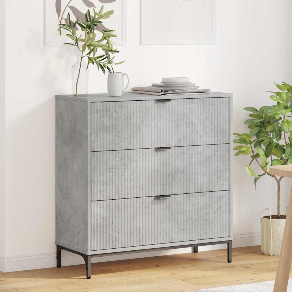 Dressoir met lade Beton Grijs 79,5 x 33 x 82 cm Bewerkt hout is nu te koop bij PeponiXL, paradijselijk wonen!