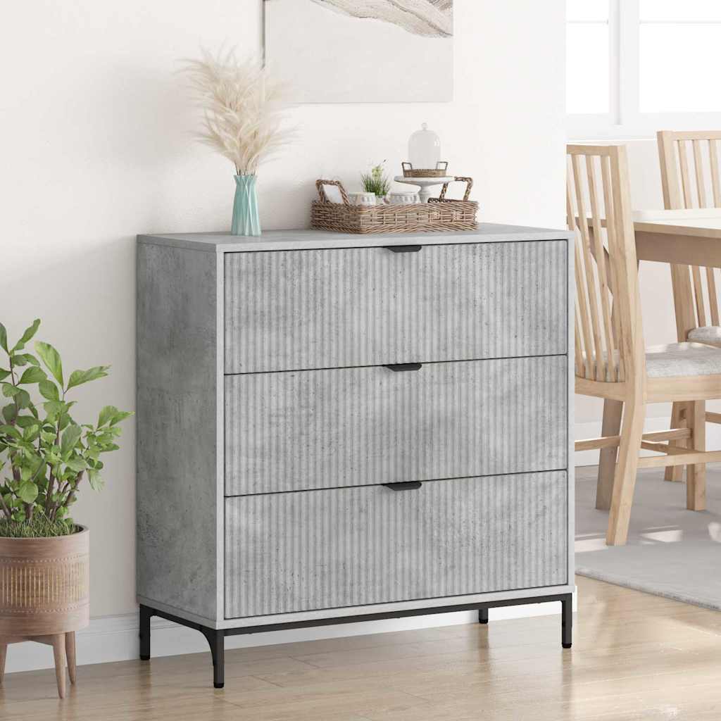 Dressoir met lade Beton Grijs 79,5 x 33 x 82 cm Bewerkt hout is nu te koop bij PeponiXL, paradijselijk wonen!