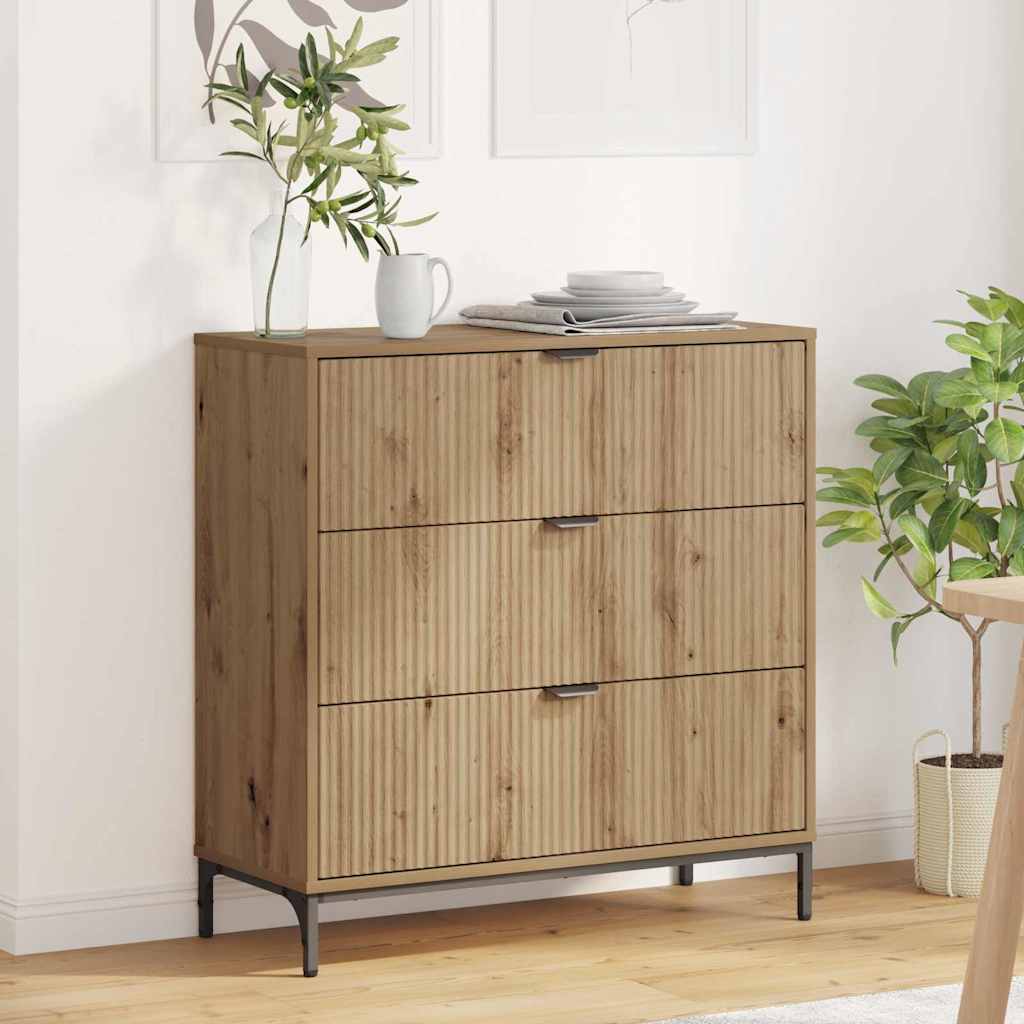 Dressoir met lade Artisan Eiken 79,5 x 33 x 82 cm Bewerkt hout is nu te koop bij PeponiXL, paradijselijk wonen!