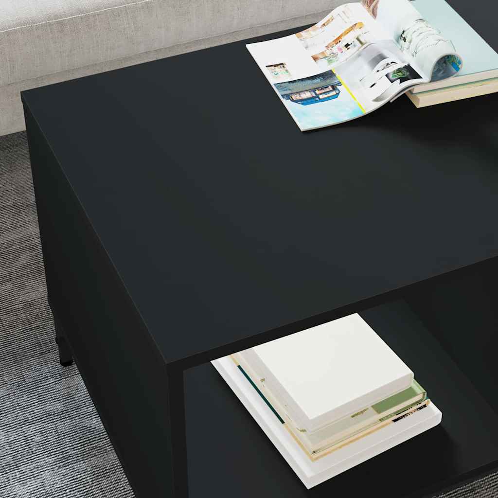 Salontafel met lade Zwart Eiken 90 x 49 x 46 cm Bewerkt hout is nu te koop bij PeponiXL, paradijselijk wonen!