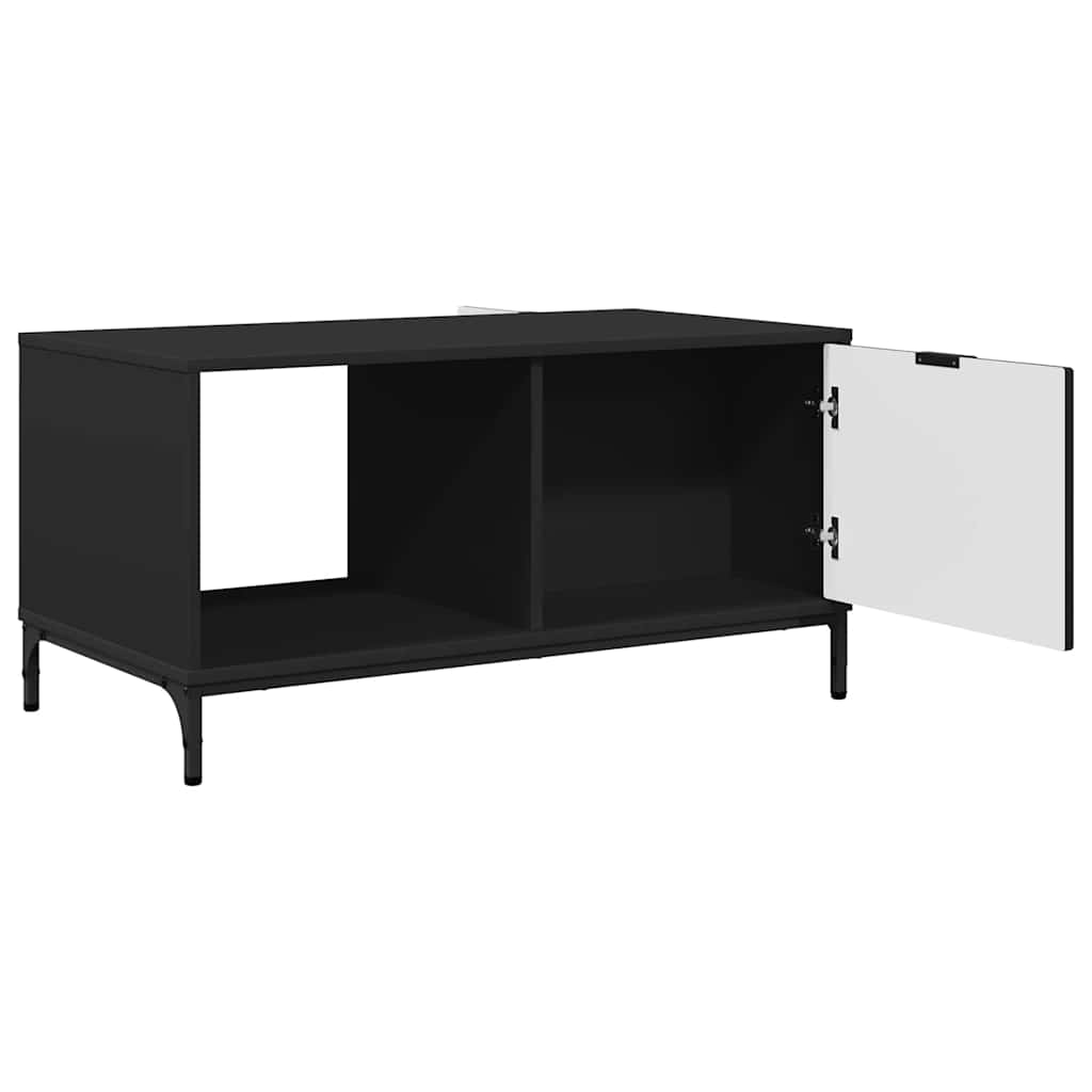 Salontafel met lade Zwart Eiken 90 x 49 x 46 cm Bewerkt hout is nu te koop bij PeponiXL, paradijselijk wonen!