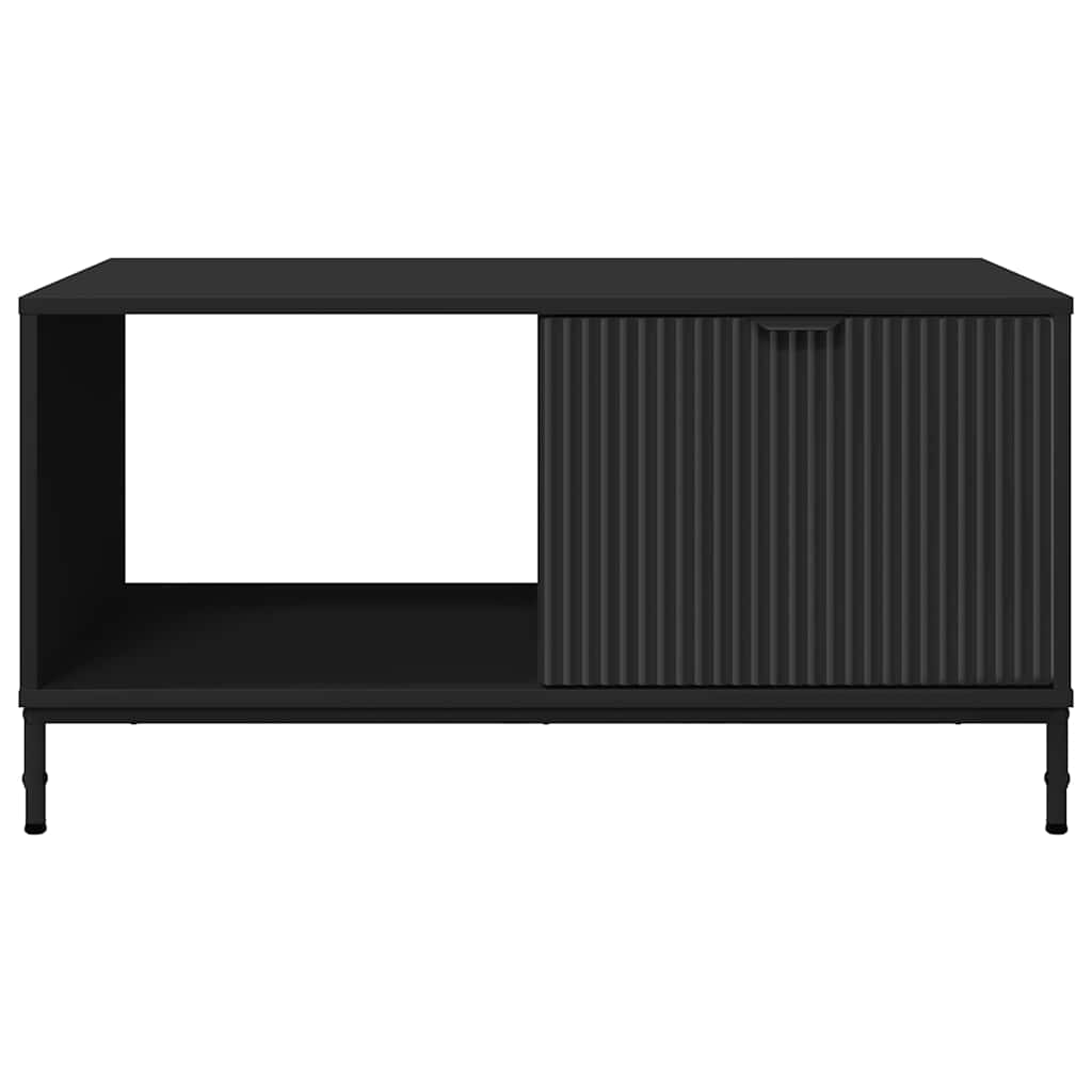 Salontafel met lade Zwart Eiken 90 x 49 x 46 cm Bewerkt hout is nu te koop bij PeponiXL, paradijselijk wonen!