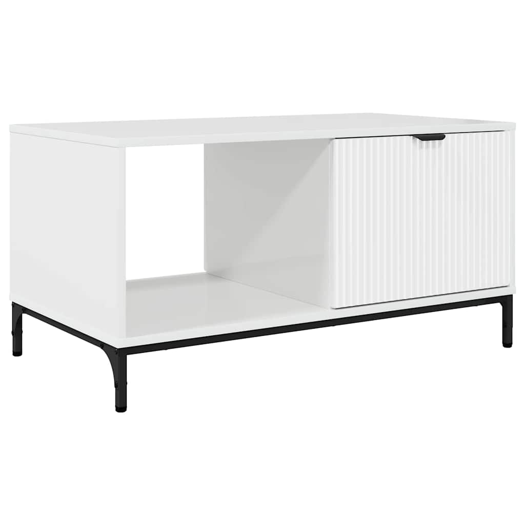 Salontafel met lade Hoogglans wit 90 x 49 x 46 cm Bewerkt hout is nu te koop bij PeponiXL, paradijselijk wonen!