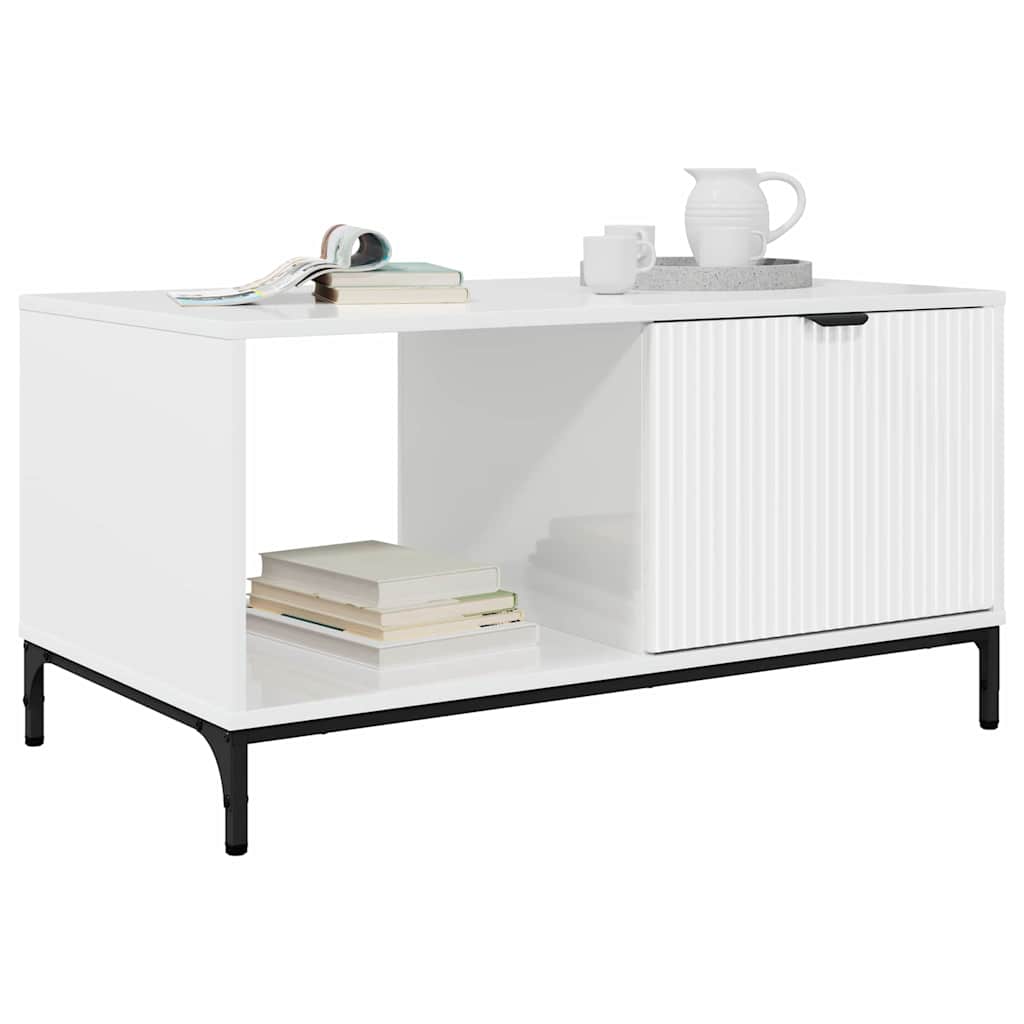 Salontafel met lade Hoogglans wit 90 x 49 x 46 cm Bewerkt hout is nu te koop bij PeponiXL, paradijselijk wonen!