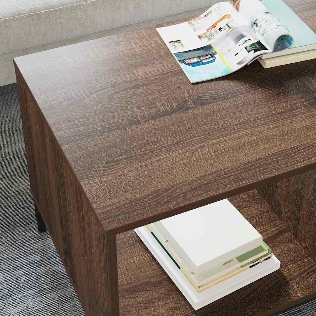 Salontafel met lade Bruin Eiken 90 x 49 x 46 cm Bewerkt hout is nu te koop bij PeponiXL, paradijselijk wonen!