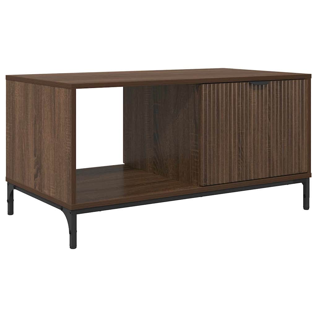 Salontafel met lade Bruin Eiken 90 x 49 x 46 cm Bewerkt hout is nu te koop bij PeponiXL, paradijselijk wonen!