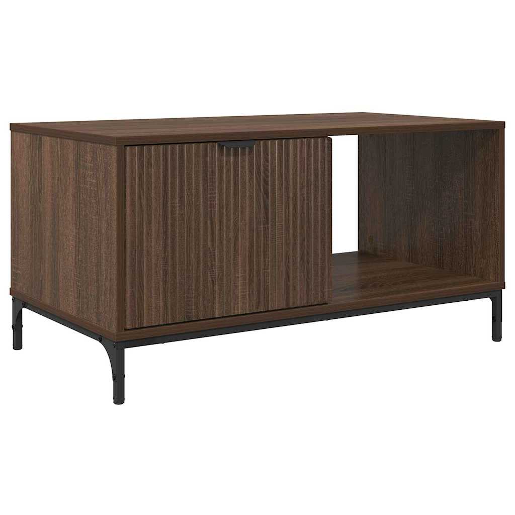Salontafel met lade Bruin Eiken 90 x 49 x 46 cm Bewerkt hout is nu te koop bij PeponiXL, paradijselijk wonen!