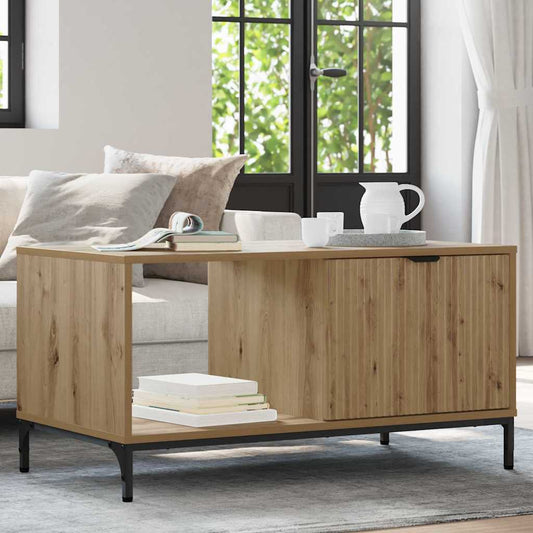 Salontafel met lade Artisan Eiken 90 x 49 x 46 cm Bewerkt hout is nu te koop bij PeponiXL, paradijselijk wonen!