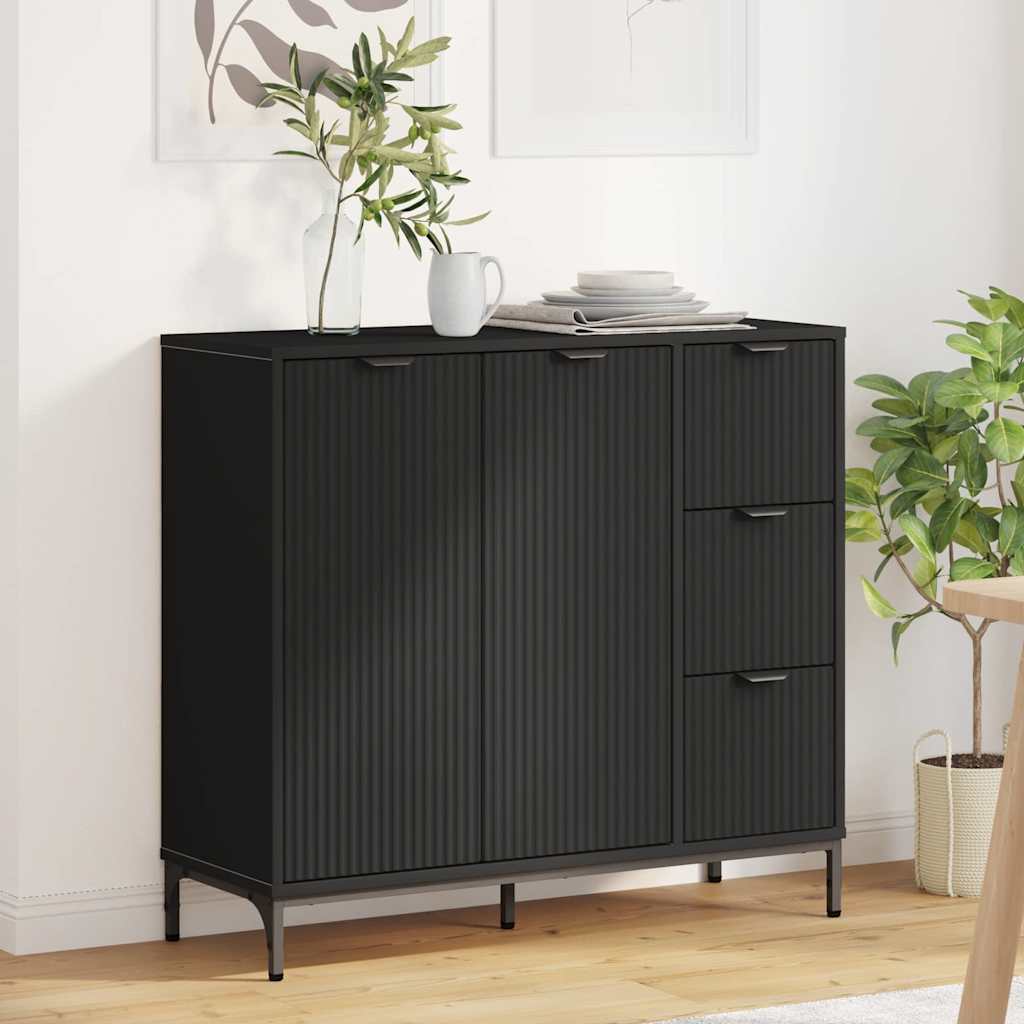 Dressoir Zwart 89,5 x 33 x 82 cm Bewerkt hout is nu te koop bij PeponiXL, paradijselijk wonen!