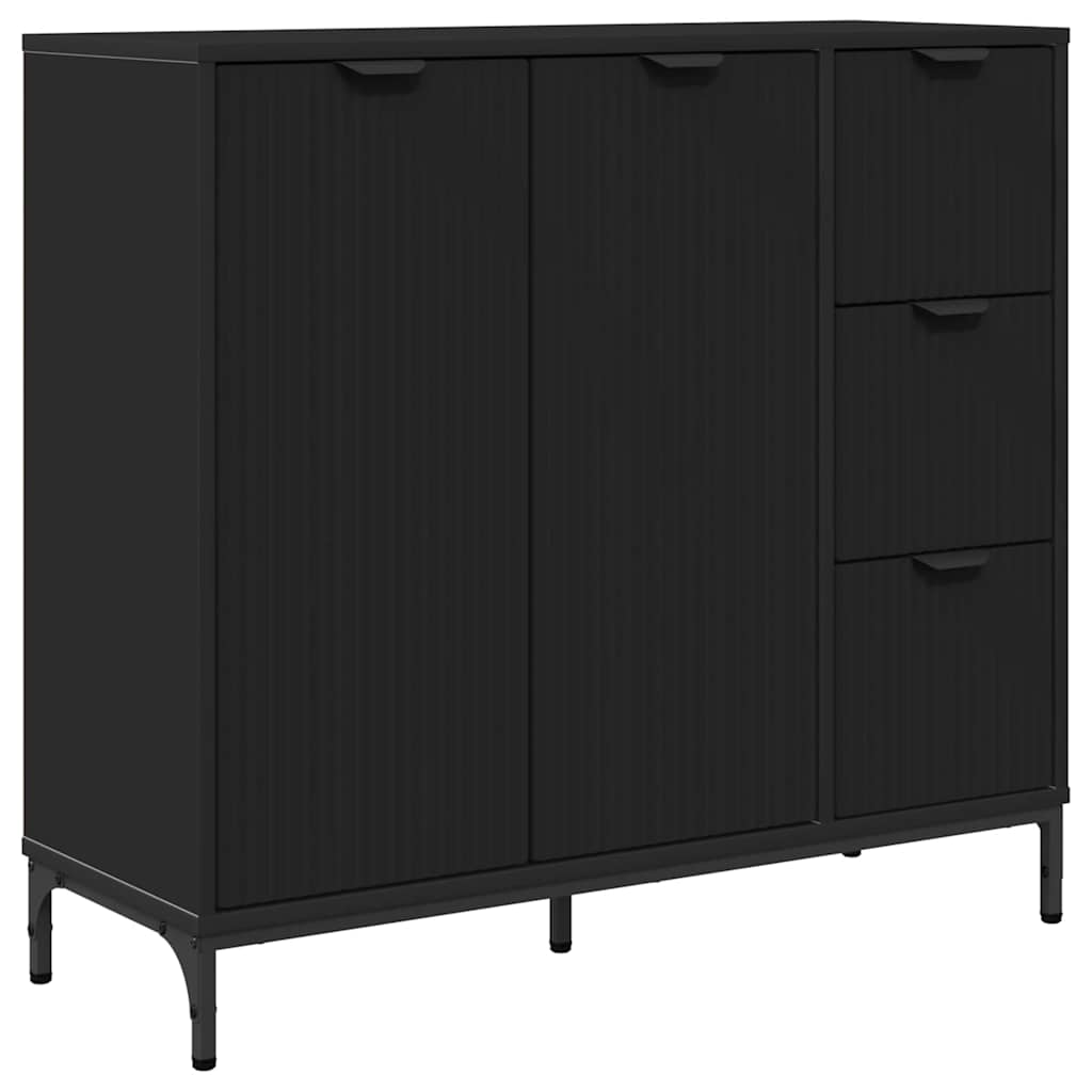 Dressoir Zwart 89,5 x 33 x 82 cm Bewerkt hout is nu te koop bij PeponiXL, paradijselijk wonen!