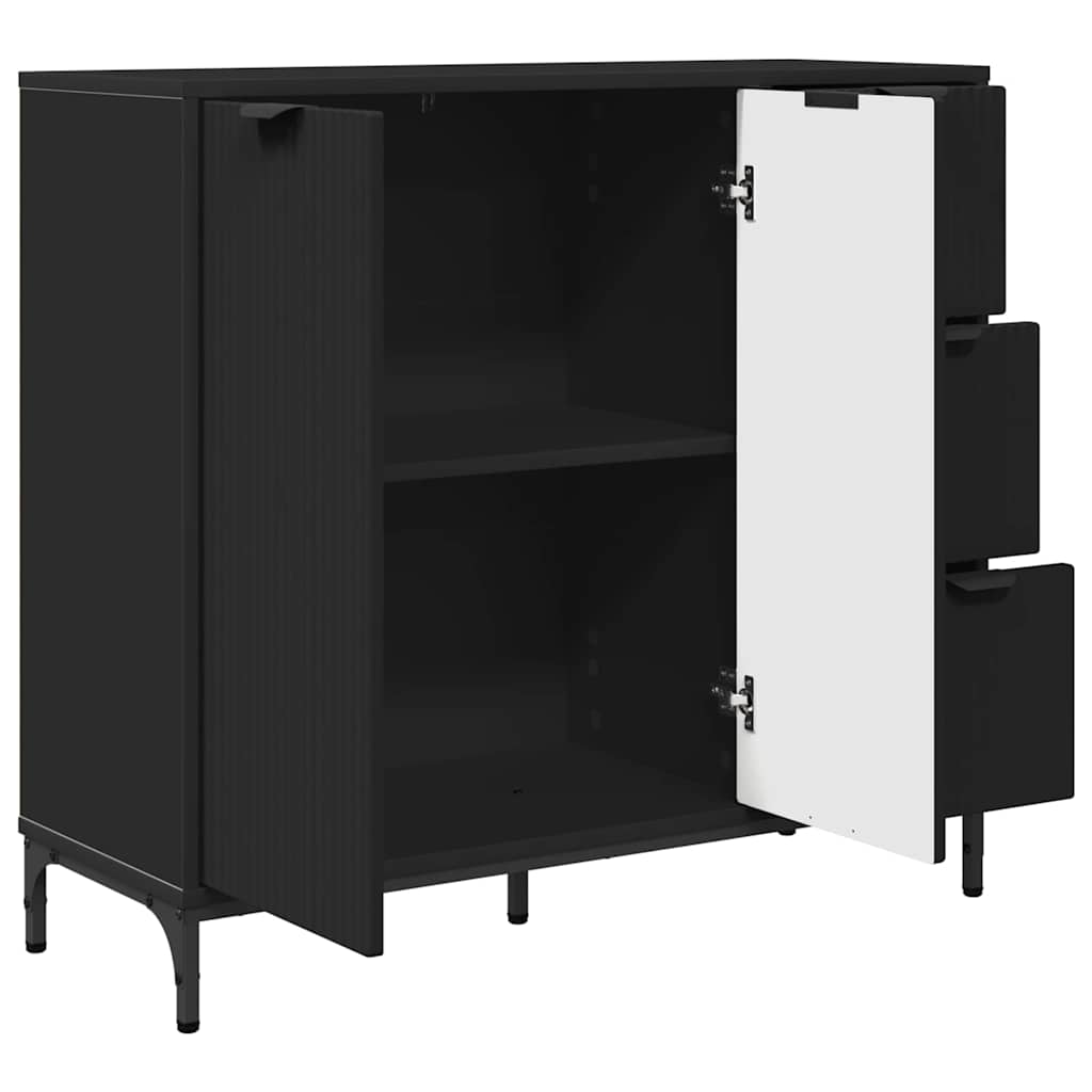 Dressoir Zwart 89,5 x 33 x 82 cm Bewerkt hout is nu te koop bij PeponiXL, paradijselijk wonen!