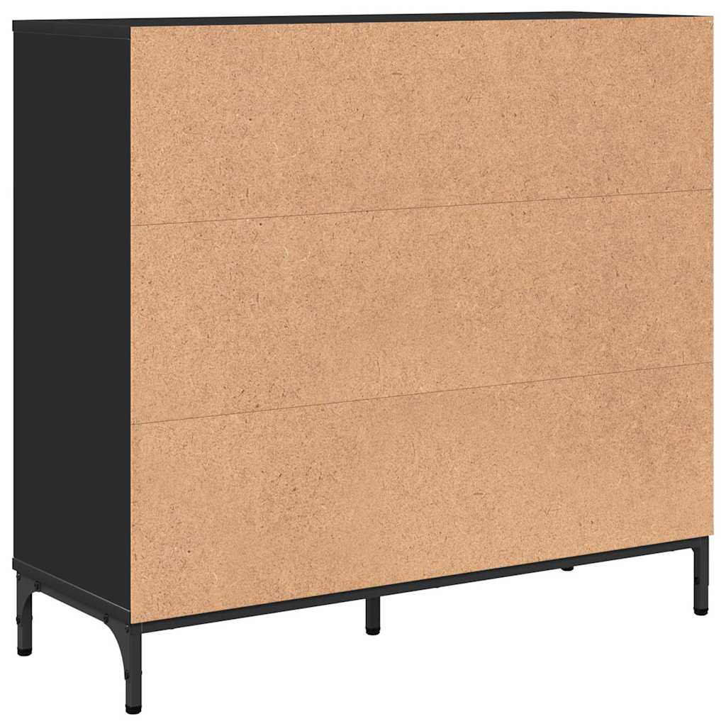 Dressoir Zwart 89,5 x 33 x 82 cm Bewerkt hout is nu te koop bij PeponiXL, paradijselijk wonen!