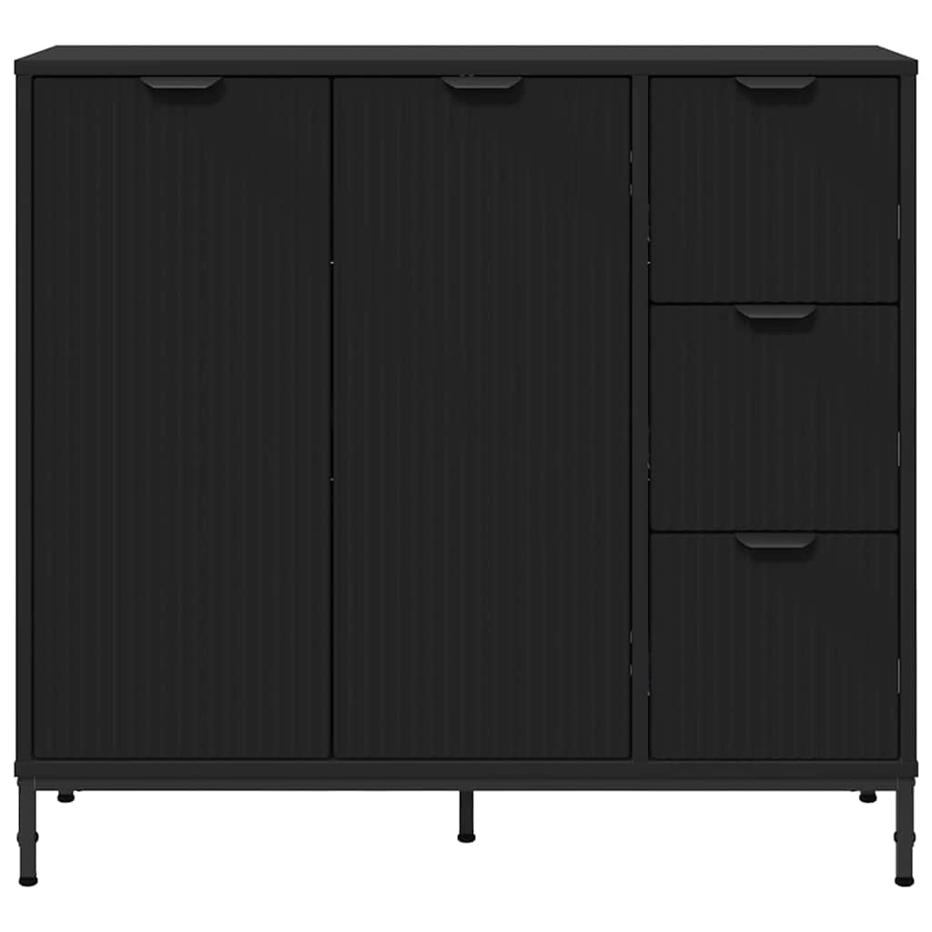 Dressoir Zwart 89,5 x 33 x 82 cm Bewerkt hout is nu te koop bij PeponiXL, paradijselijk wonen!