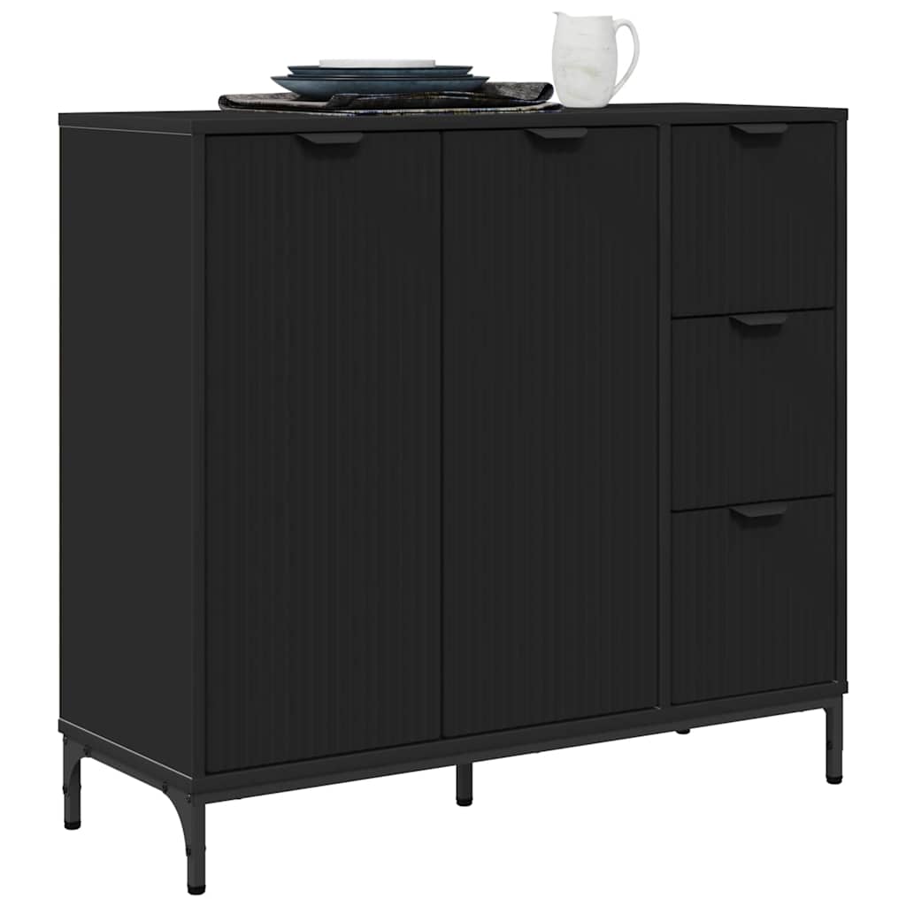 Dressoir Zwart 89,5 x 33 x 82 cm Bewerkt hout is nu te koop bij PeponiXL, paradijselijk wonen!