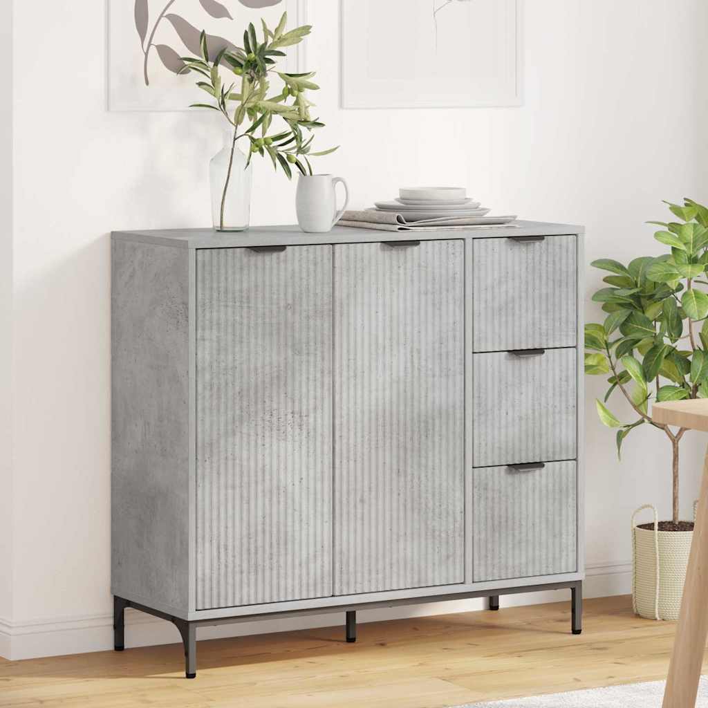 Dressoir met lade Beton Grijs 89,5 x 33 x 82 cm Bewerkt hout is nu te koop bij PeponiXL, paradijselijk wonen!