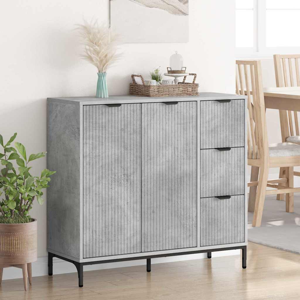 Dressoir met lade Beton Grijs 89,5 x 33 x 82 cm Bewerkt hout is nu te koop bij PeponiXL, paradijselijk wonen!
