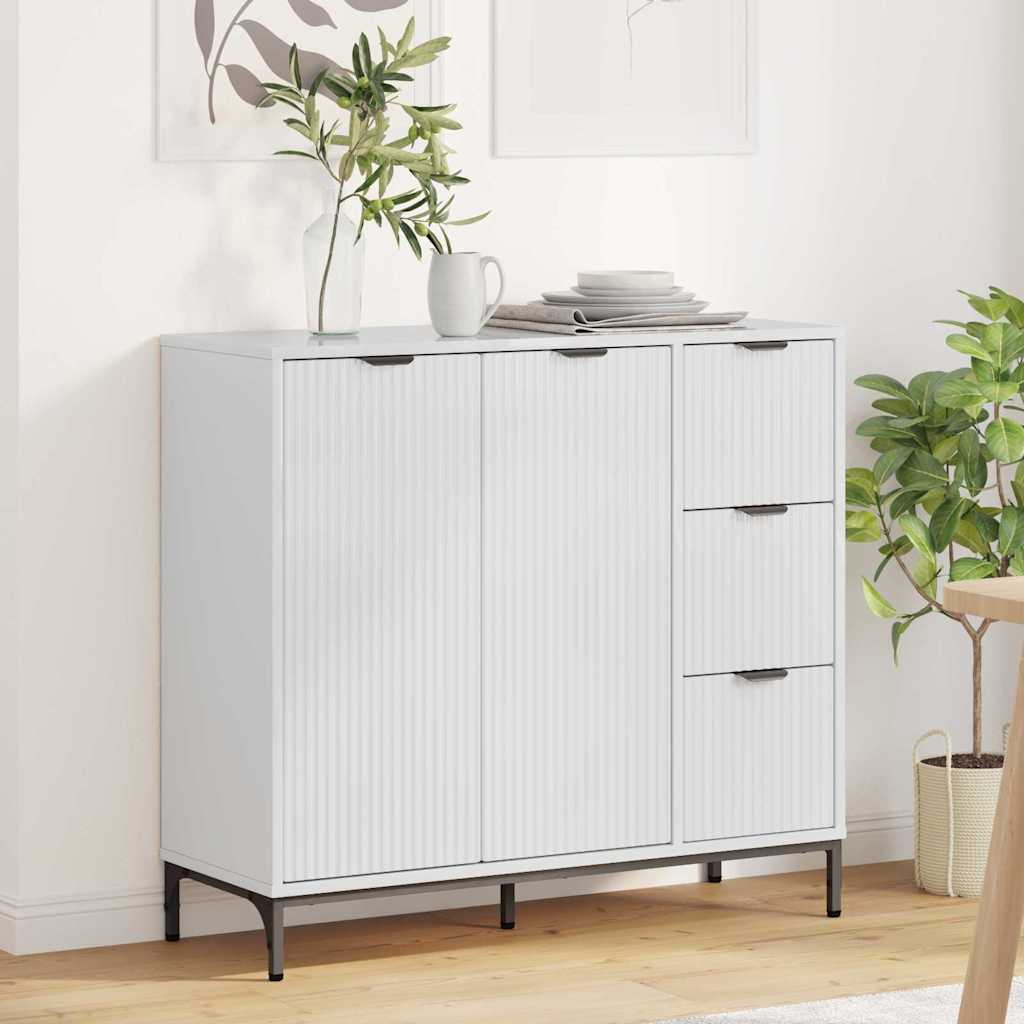 Dressoir met lade Hoogglans wit 89,5 x 33 x 82 cm Bewerkt hout is nu te koop bij PeponiXL, paradijselijk wonen!