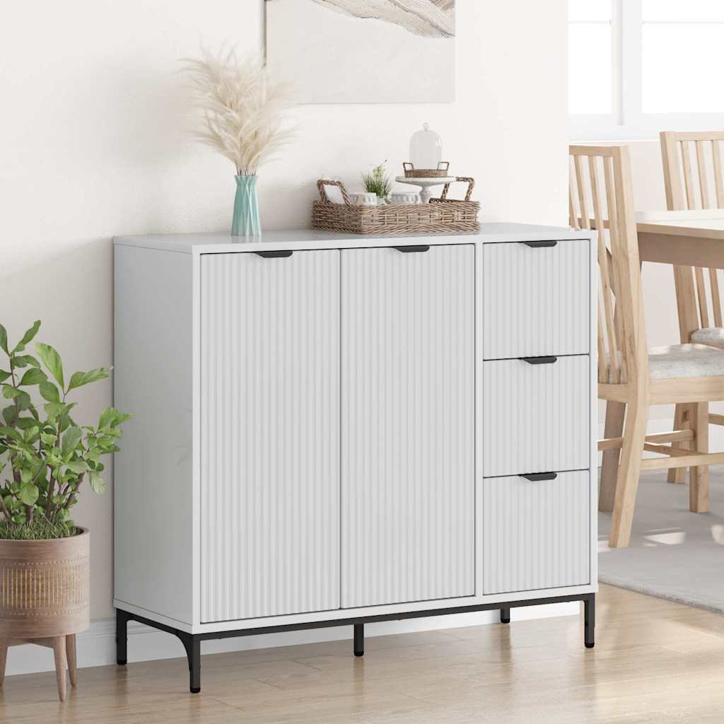 Dressoir met lade Hoogglans wit 89,5 x 33 x 82 cm Bewerkt hout is nu te koop bij PeponiXL, paradijselijk wonen!