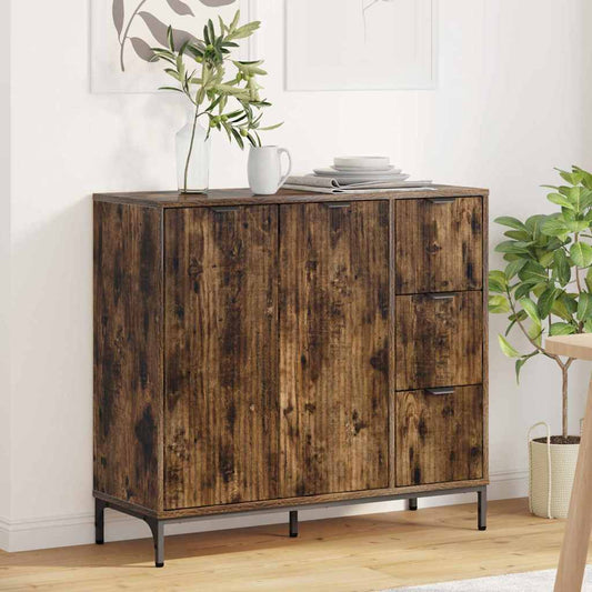 Dressoir met lade Gerookt eiken 89,5 x 33 x 82 cm Bewerkt hout is nu te koop bij PeponiXL, paradijselijk wonen!