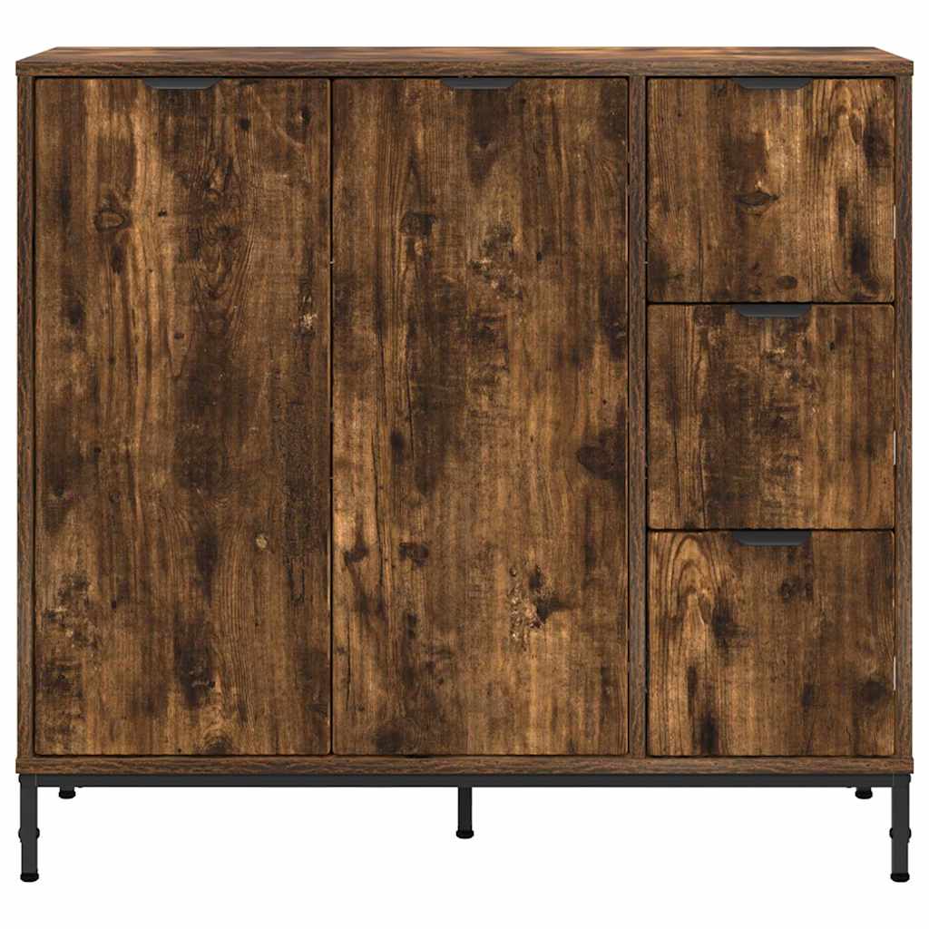 Dressoir met lade Gerookt eiken 89,5 x 33 x 82 cm Bewerkt hout is nu te koop bij PeponiXL, paradijselijk wonen!
