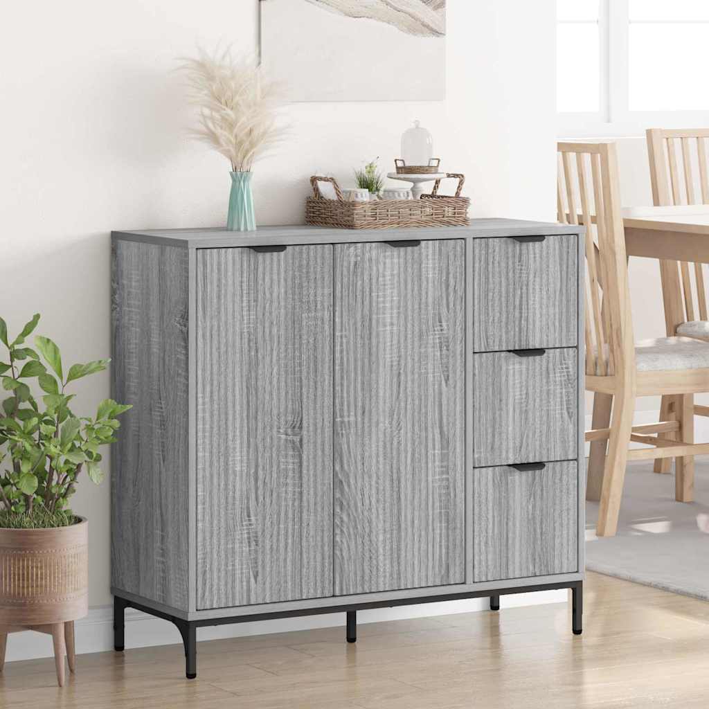 Dressoir met lade Grijs Sonoma 89,5 x 33 x 82 cm Bewerkt hout is nu te koop bij PeponiXL, paradijselijk wonen!