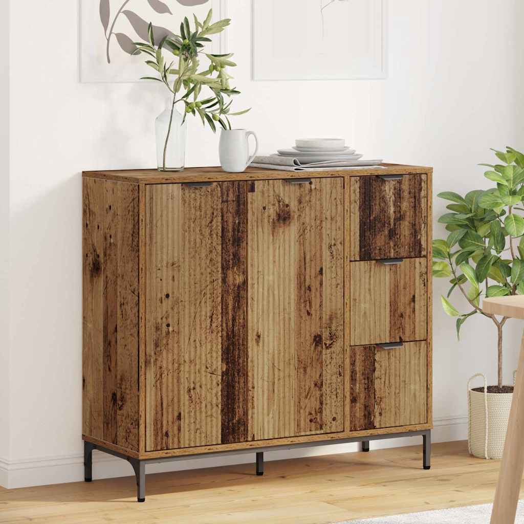 Dressoir met lade Oudhout 89,5 x 33 x 82 cm Bewerkt hout is nu te koop bij PeponiXL, paradijselijk wonen!
