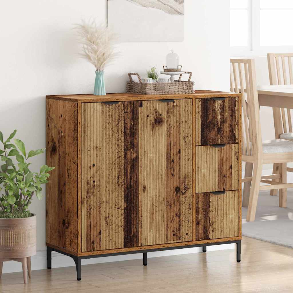 Dressoir met lade Oudhout 89,5 x 33 x 82 cm Bewerkt hout is nu te koop bij PeponiXL, paradijselijk wonen!