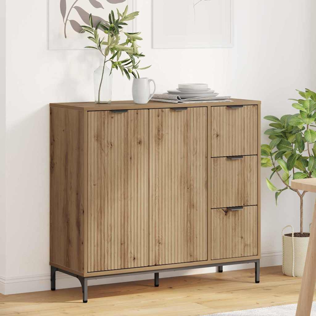 Dressoir Artisan Eiken 89,5 x 33 x 82 cm Bewerkt hout is nu te koop bij PeponiXL, paradijselijk wonen!
