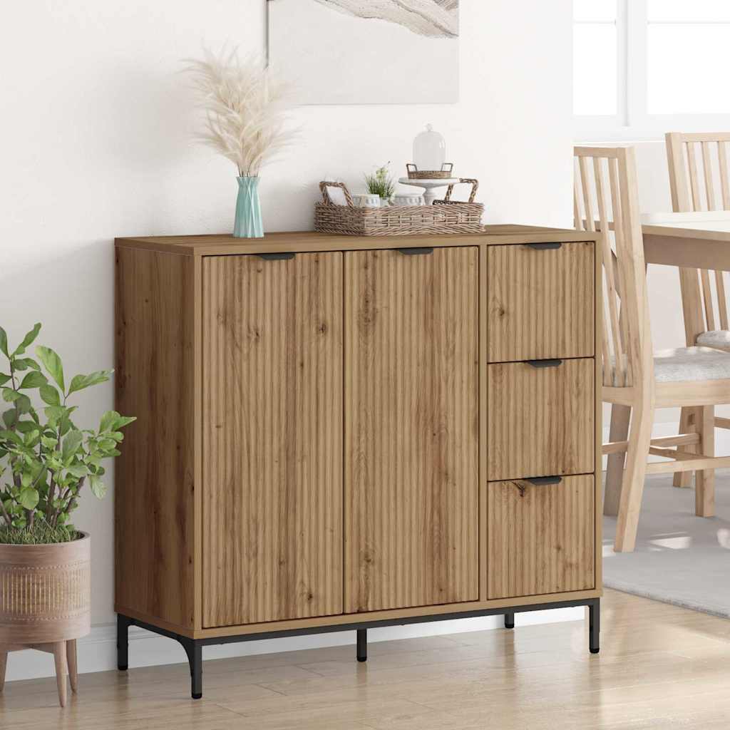 Dressoir Artisan Eiken 89,5 x 33 x 82 cm Bewerkt hout is nu te koop bij PeponiXL, paradijselijk wonen!