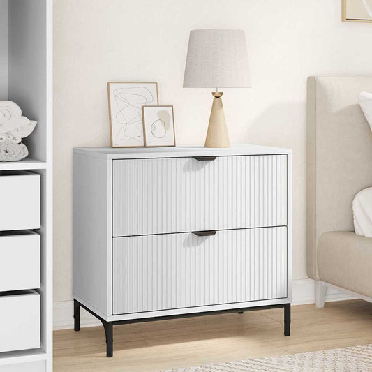 Nachtkastje met lade Wit 63.5 x 36 x 61 cm Bewerkt hout is nu te koop bij PeponiXL, paradijselijk wonen!