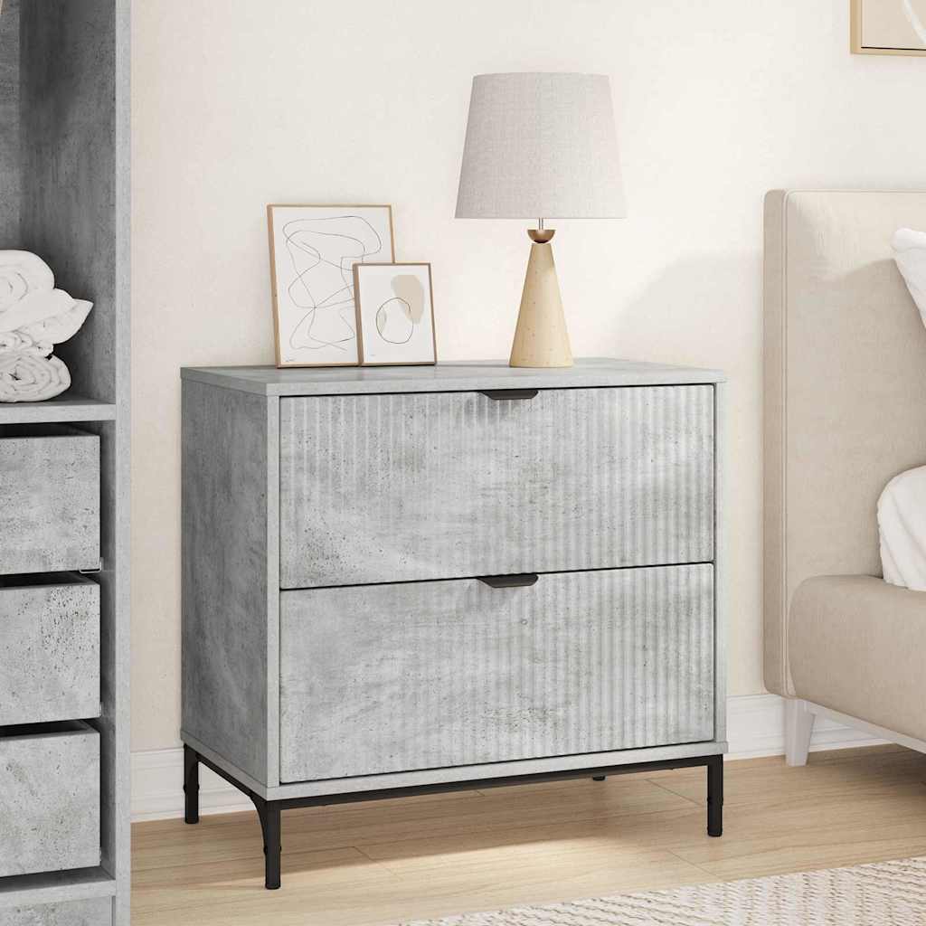 Nachtkastje met lade Betongrijs 63.5 x 36 x 61 cm Bewerkt hout is nu te koop bij PeponiXL, paradijselijk wonen!