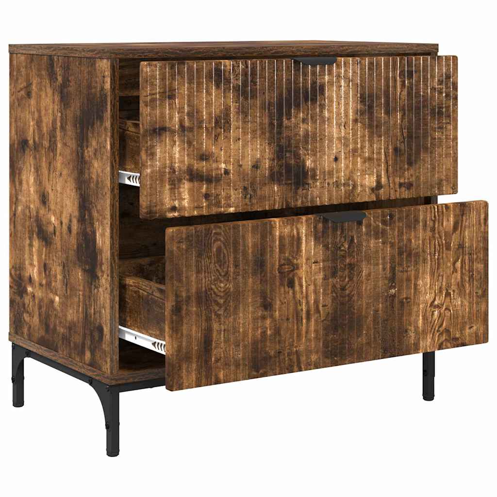 Nachtkastje Gerookt eiken 63.5 x 36 x 61 cm Bewerkt hout is nu te koop bij PeponiXL, paradijselijk wonen!