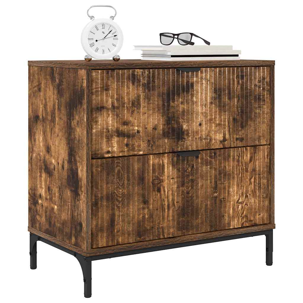 Nachtkastje Gerookt eiken 63.5 x 36 x 61 cm Bewerkt hout is nu te koop bij PeponiXL, paradijselijk wonen!