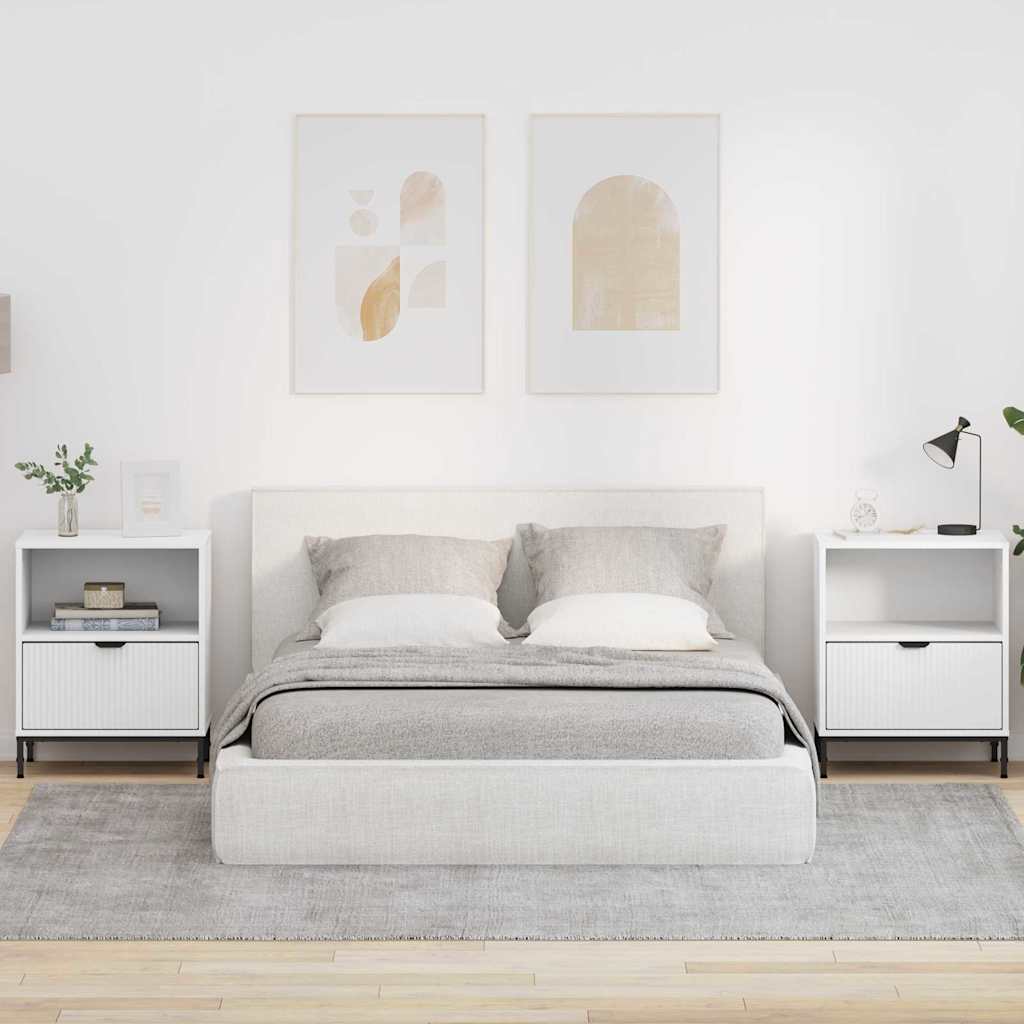 Nachtkastjes met lade 2 pcs Wit 49 x 36 x 61 cm Bewerkt hout is nu te koop bij PeponiXL, paradijselijk wonen!