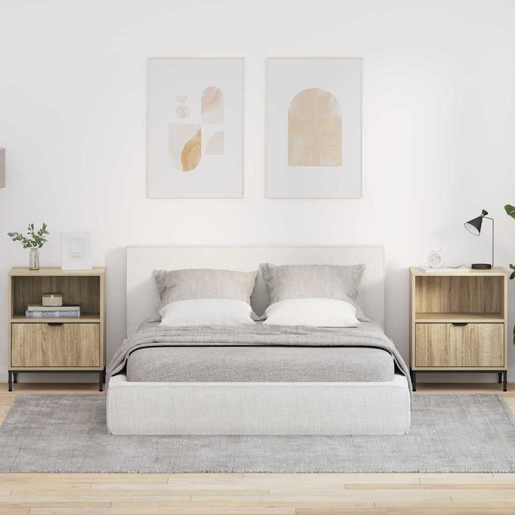 Nachtkastjes 2 pcs Sonoma eiken 49 x 36 x 61 cm Bewerkt hout is nu te koop bij PeponiXL, paradijselijk wonen!