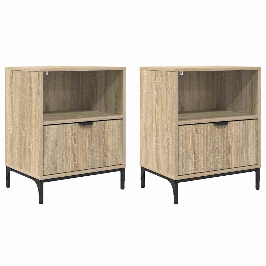 Nachtkastjes 2 pcs Sonoma eiken 49 x 36 x 61 cm Bewerkt hout is nu te koop bij PeponiXL, paradijselijk wonen!