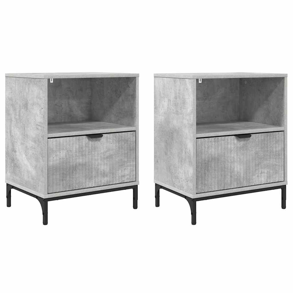Nachtkastjes 2 pcs Betongrijs 49 x 36 x 61 cm Bewerkt hout is nu te koop bij PeponiXL, paradijselijk wonen!