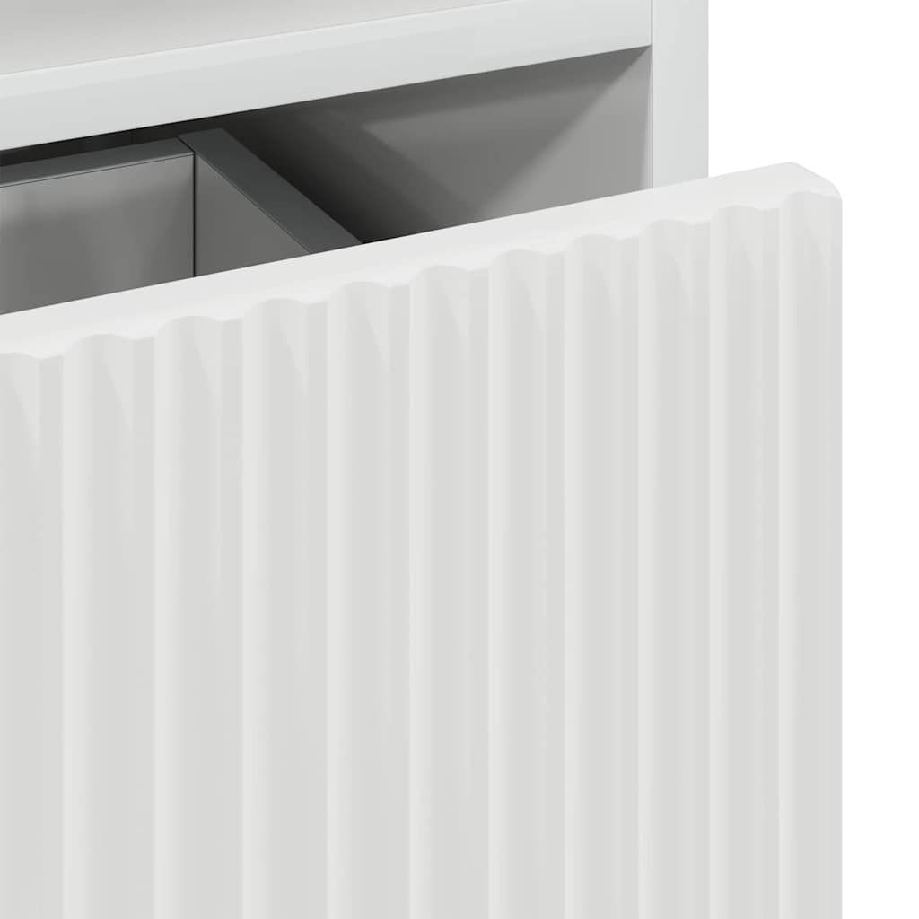 Nachtkastje met lade Hoogglans wit 49 x 36 x 61 cm Bewerkt hout is nu te koop bij PeponiXL, paradijselijk wonen!