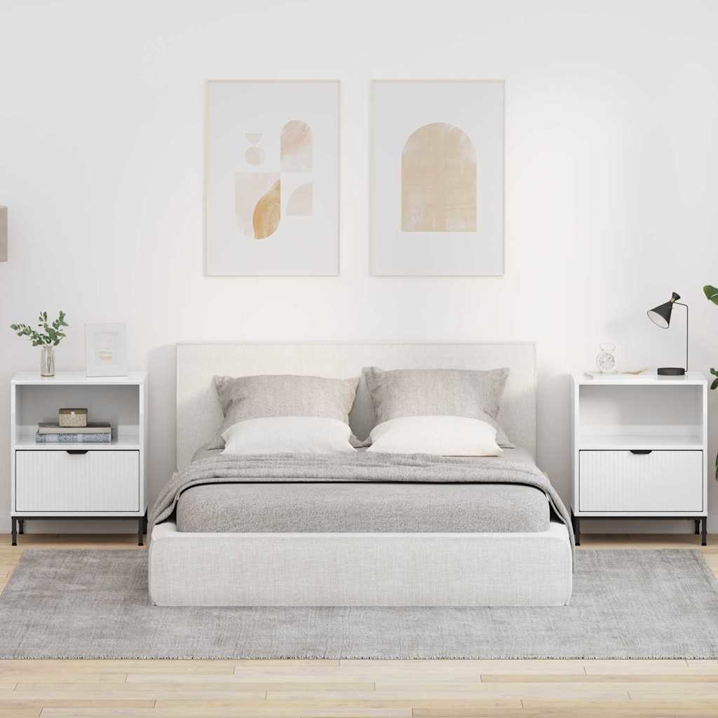 Nachtkastjes 2 pcs Hoogglans wit 49 x 36 x 61 cm Bewerkt hout is nu te koop bij PeponiXL, paradijselijk wonen!