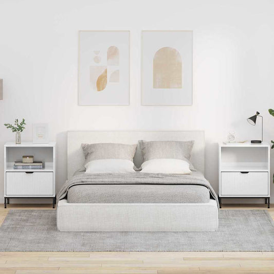 Nachtkastjes 2 pcs Hoogglans wit 49 x 36 x 61 cm Bewerkt hout is nu te koop bij PeponiXL, paradijselijk wonen!