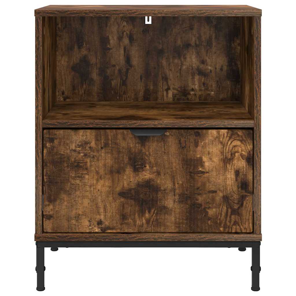 Nachtkastjes 2 pcs Gerookt eiken 49 x 36 x 61 cm Bewerkt hout is nu te koop bij PeponiXL, paradijselijk wonen!