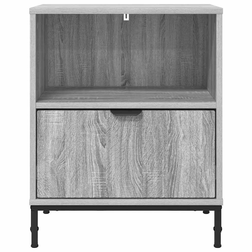 Nachtkastje met lade Grijs sonoma 49 x 36 x 61 cm Bewerkt hout is nu te koop bij PeponiXL, paradijselijk wonen!