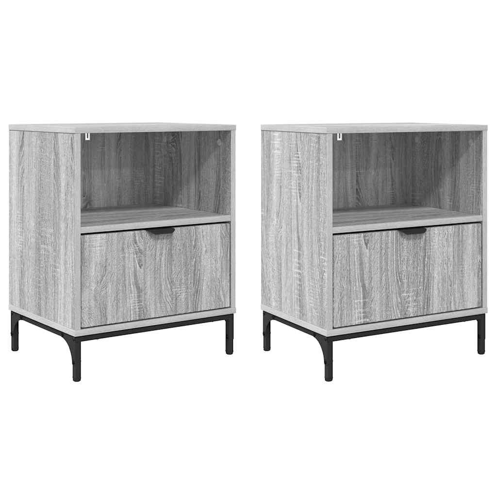 Nachtkastjes 2 pcs Grijs sonoma 49 x 36 x 61 cm Bewerkt hout is nu te koop bij PeponiXL, paradijselijk wonen!