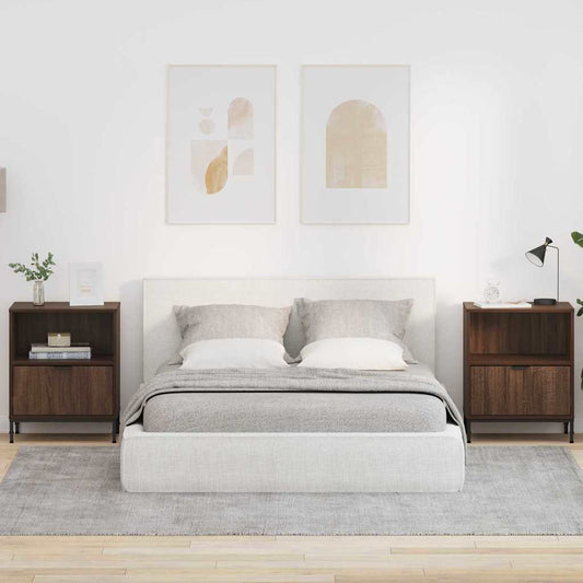 Nachtkastjes met lade 2 pcs bruin eikenkleur 49 x 36 x 61 cm is nu te koop bij PeponiXL, paradijselijk wonen!