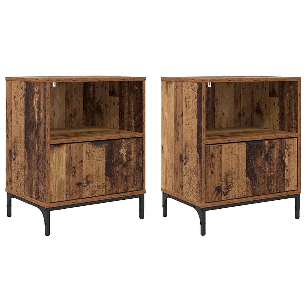 Nachtkastjes 2 pcs Oud hout 49 x 36 x 61 cm Bewerkt hout is nu te koop bij PeponiXL, paradijselijk wonen!