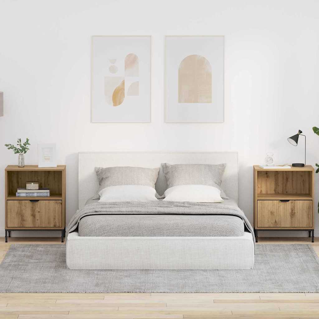 Nachtkastjes 2 pcs artisanaal eikenkleurig 49 x 36 x 61 cm is nu te koop bij PeponiXL, paradijselijk wonen!
